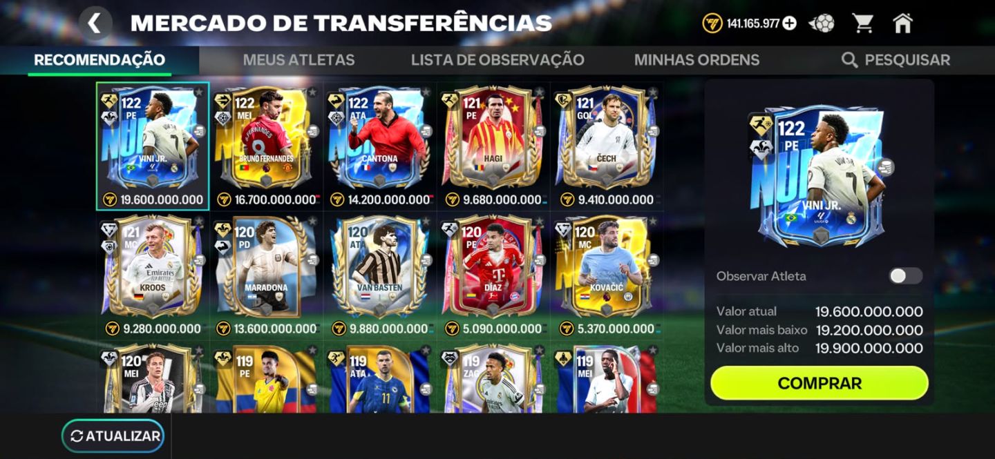CONTA FC MOBILE GER 121 + 141 MILHOES DE COINS DISPONÍVEL