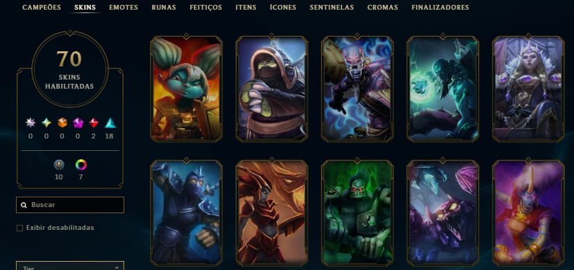 CONTA GOLD 3 / 35 SKINS / KAYN ODISSEIA / YASUO TINTA SOMBRIA COM MOLDURA