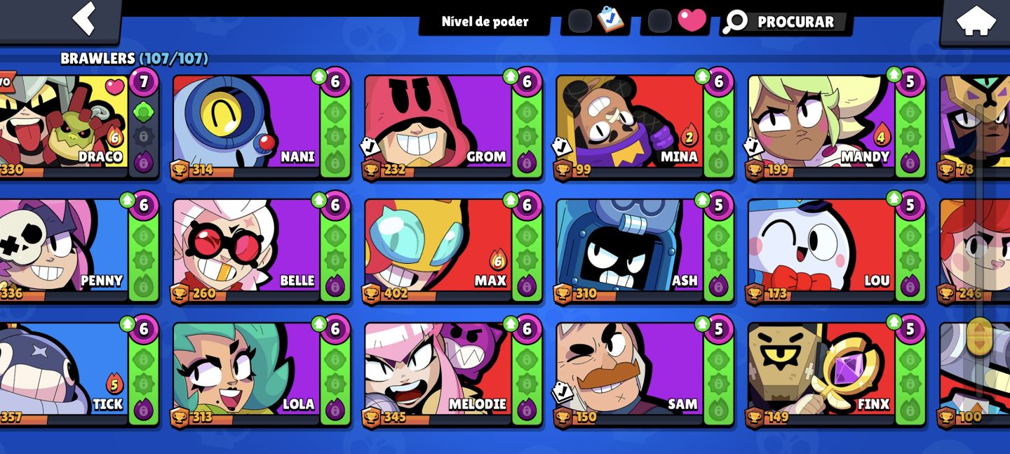 CONTA BRABA DE BRAWL STARS 70K TROFÉU, TODOS BRAWLERS