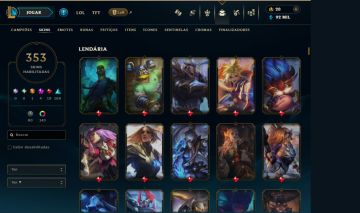 352 SKINS : 19 LENDARIAS + 169 EPICAS + 4 MITICAS + 1 ULTIMATE + 143 CROMAS (FA)