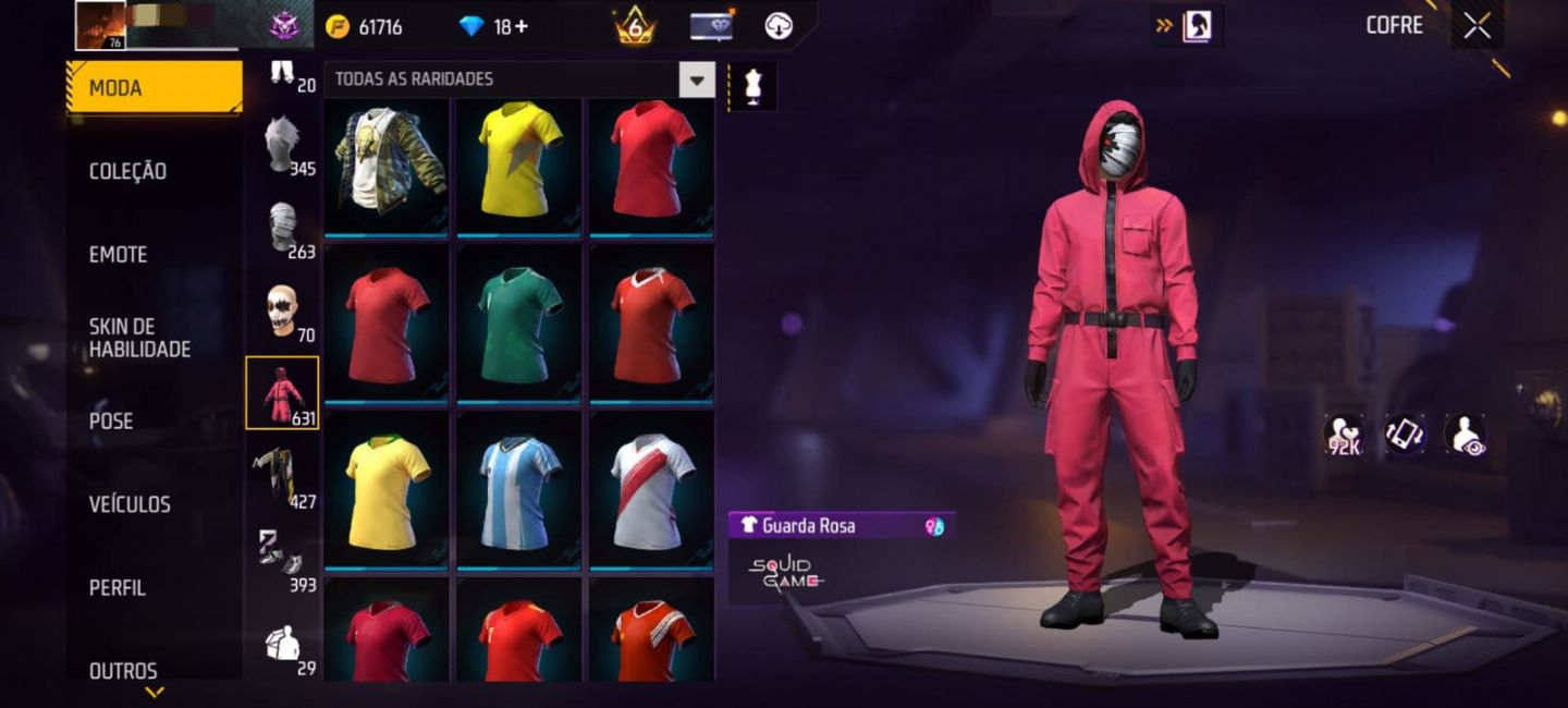 Conta de free fire a venda com várias skins!!!