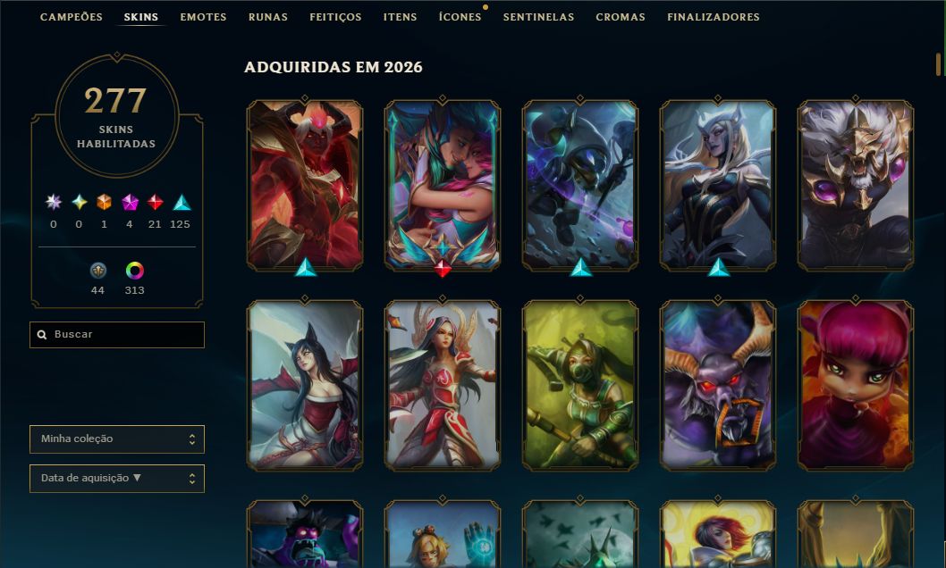 CONTA TOP DE LEAGUE OF LEGENDS À VENDA MESTRE 125 PDL - 277 skins