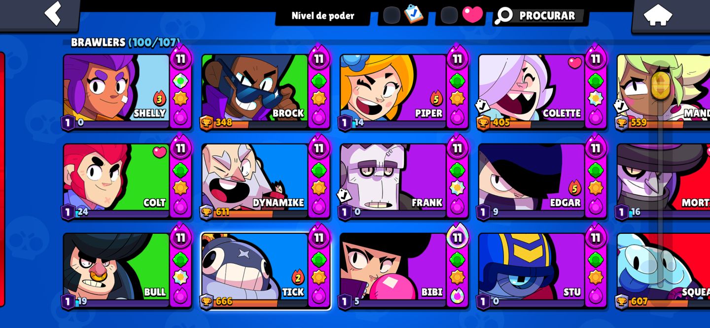 CONTA DE BRAWL STARS COM MUITAS SKINS