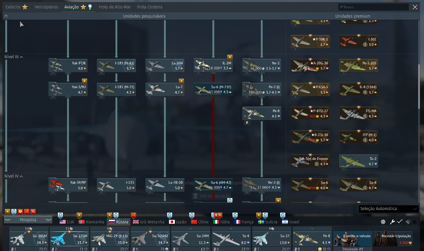 CONTA WAR THUNDER 2013 - 45 VEICULOS PREMIUM - MAIORIA DOS TOP TIER!