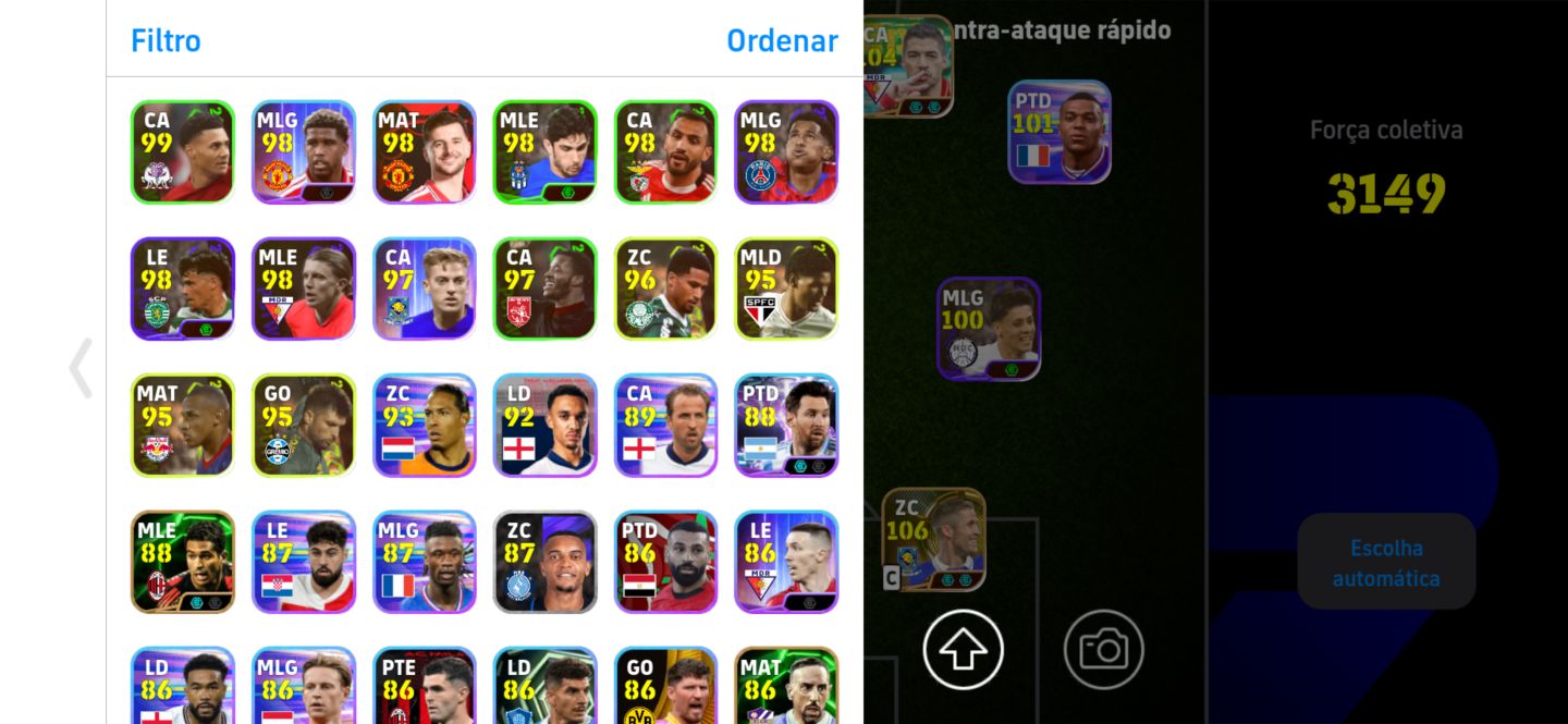 Conta de efootball com novo zagueiro 106 e raridades