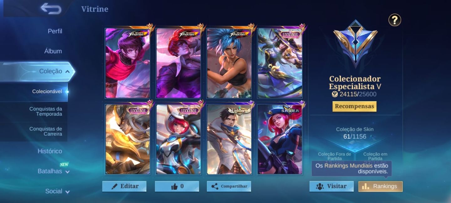 CONTA MOBILE LEGENDS ANTIGA | 80 SKINS | 3 KOF + 3 LUCKY BOX | ACEITO PROPOSTAS