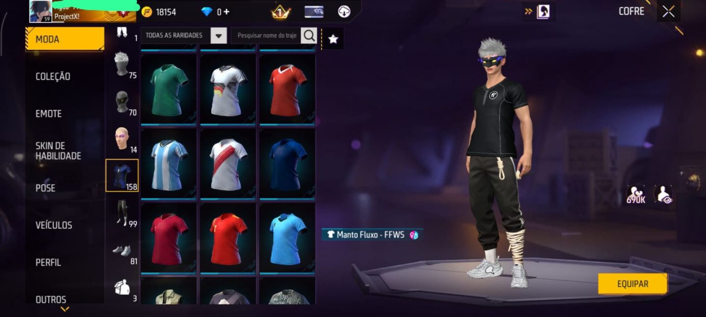 CONTA DE FREE FIRE COM VARIOS CONJUNTOS