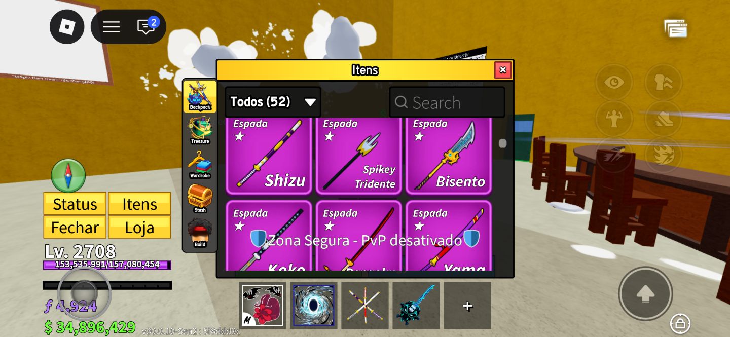 Conta blox fruits End game muita skin fora do jogo com robux pra gastar