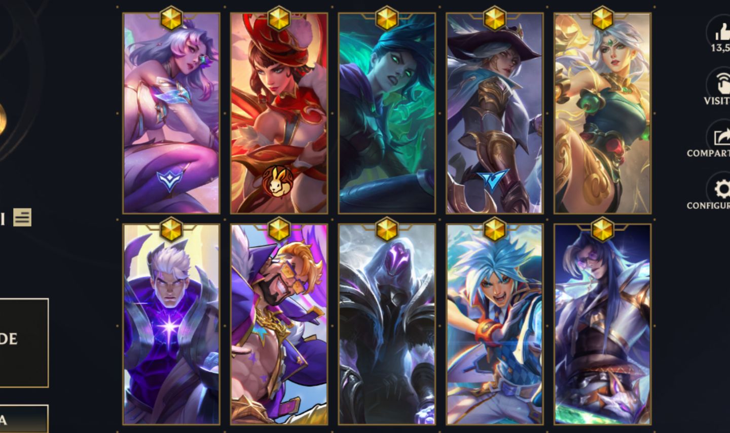 Conta wild rift 371 skins, já foi lenda e monarca