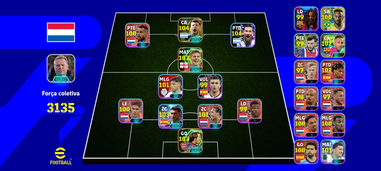 Conta Efootball promissora com pack da Holanda