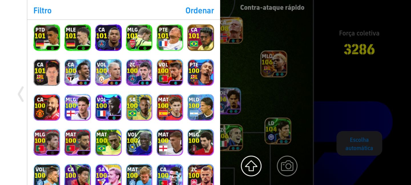 Conta da época do pes força do time 3286