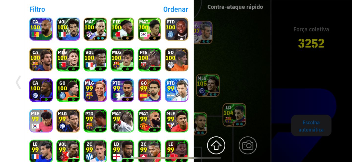 CONTA DE EFOOTBALL COM CR7 108 BALE 107 NEYMAR 106