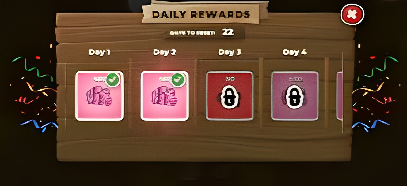 Coleta de prêmios diários (daily rewards)