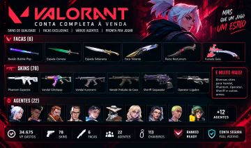 CONTA VALORANT | 78 SKINS | 6 FACAS