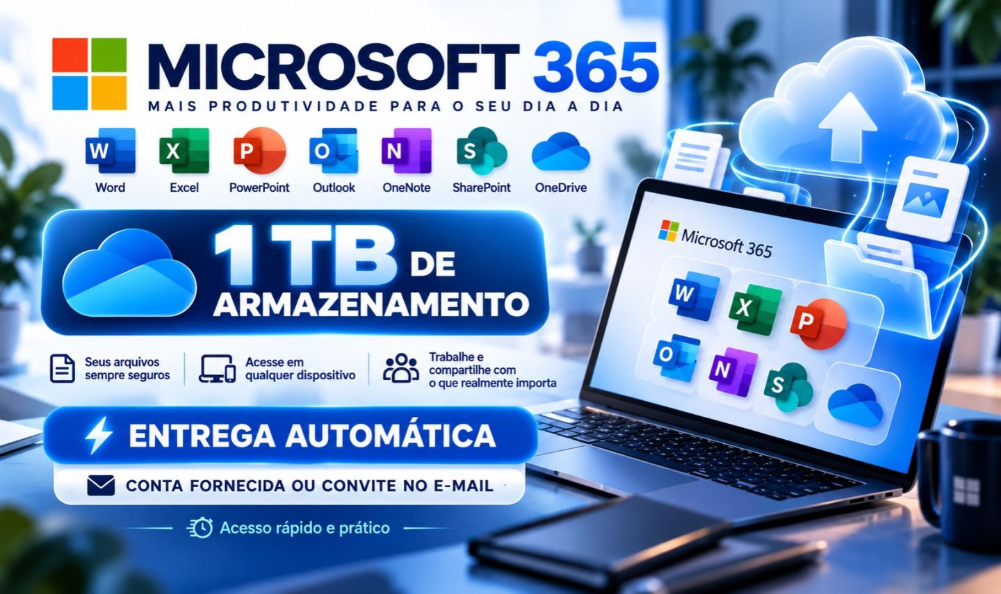 PACOTE OFFICE 365 | 1 MÊS + 11 MESES DE BRINDE