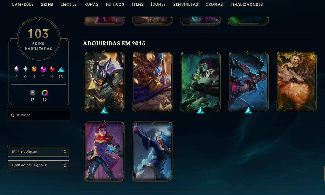 Conta lol 2012 - 103 Skins