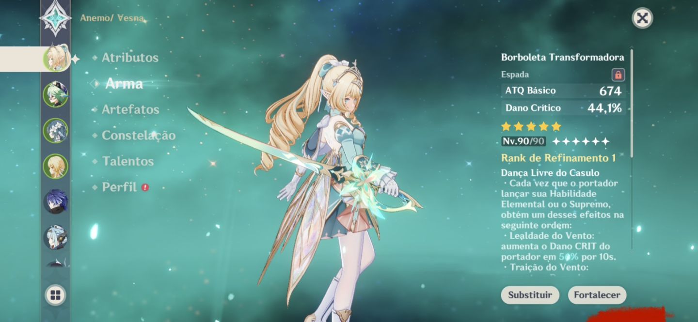 Personagem Vesna DPS Garantida! conta genshin Ipact Ar 56