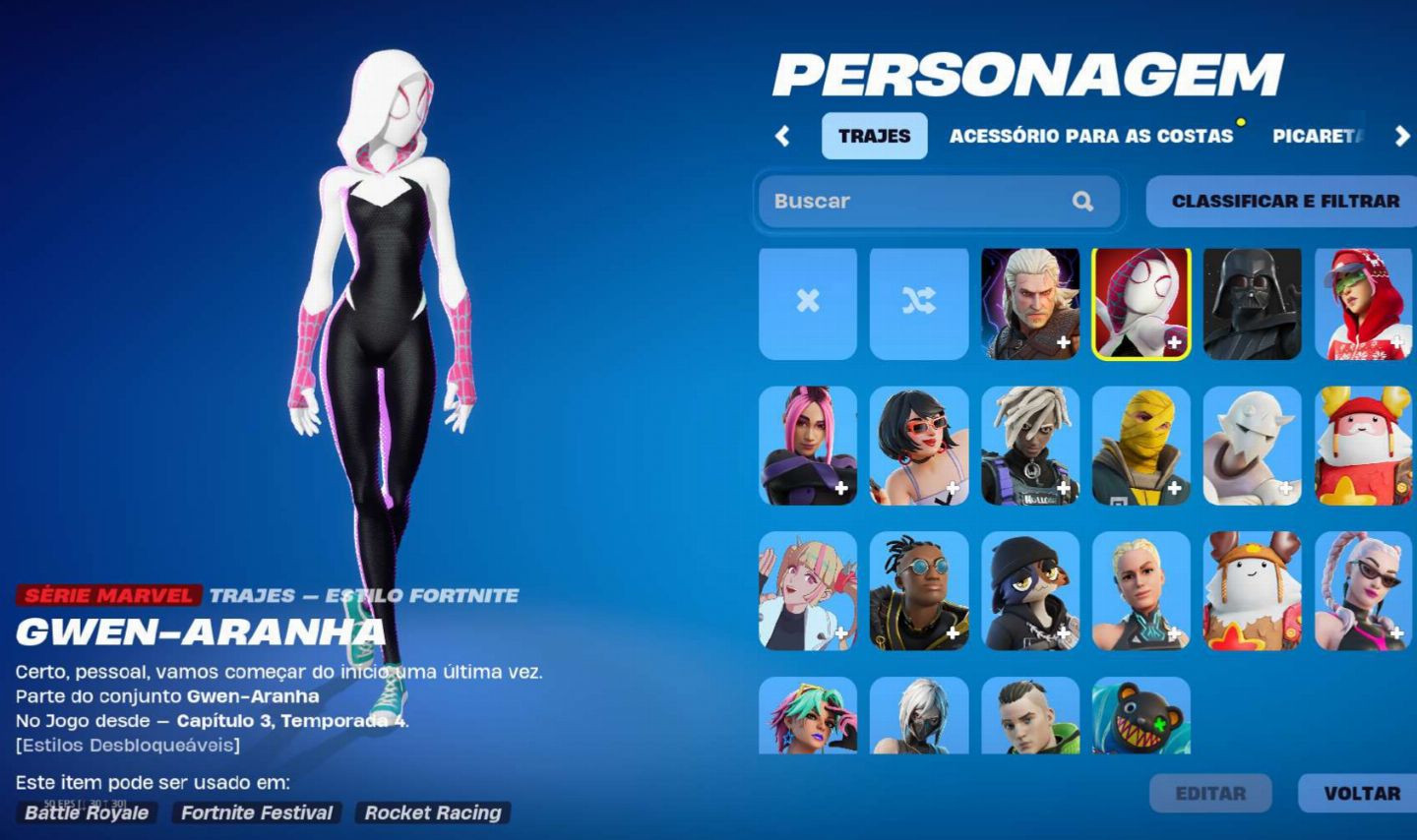 Conta fortnite,unico dono com 20 skins + 600 vbucks