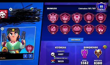 Conta de Braw Stars mestre com muitas skins lendárias e miticas