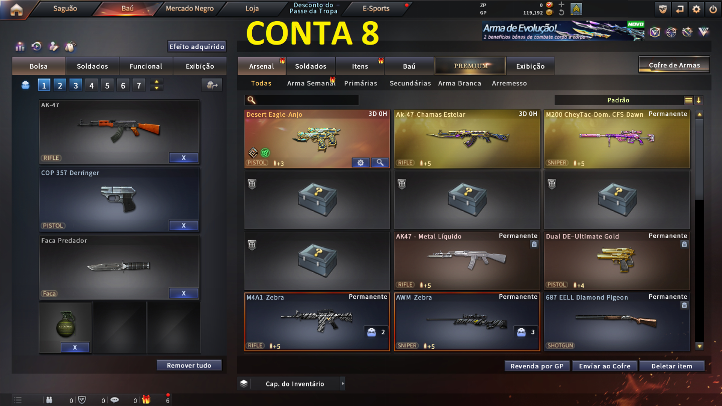 CONTAS CROSSFIRE COM CHEYTAC OU AWM, E CYBORG Variantes de VIPS Email ON