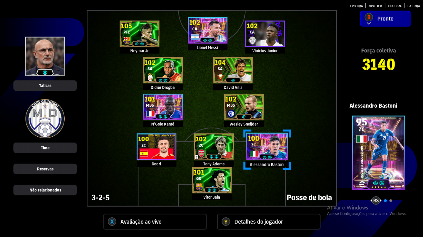 Efootball2025 conta de pc stean,todos jogadores bugados Neymar 105 duplo inpeto