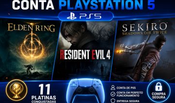 Conta PlayStation PS5 Elden Ring + Resident Evil 4 Remake + Sekiro