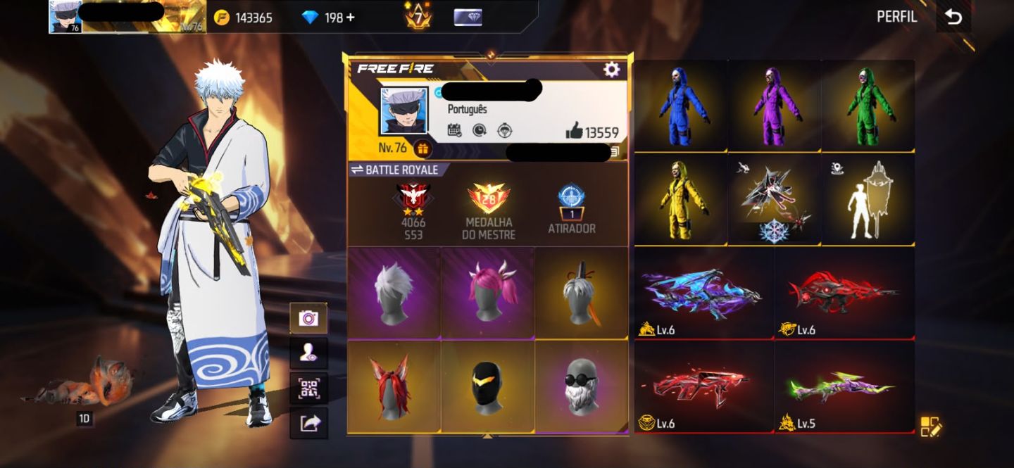 Conta free fire gemada com angelical barbinha punho bandeirao troca nick prime 7