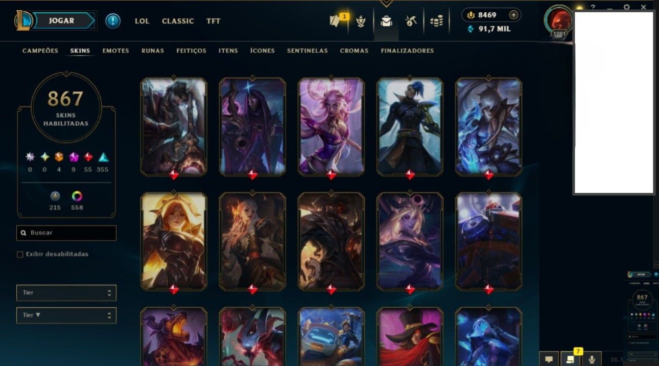 CONTA + 850 SKINS +500 CROMAS + 800 ICONES 500 EMOTES + TROCA DE NICK DISPONIVEL