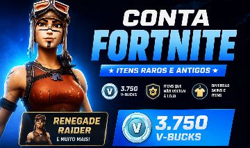 RAREZA! Renegade Raider + 3.750 V-Bucks + Itens Exclusivos