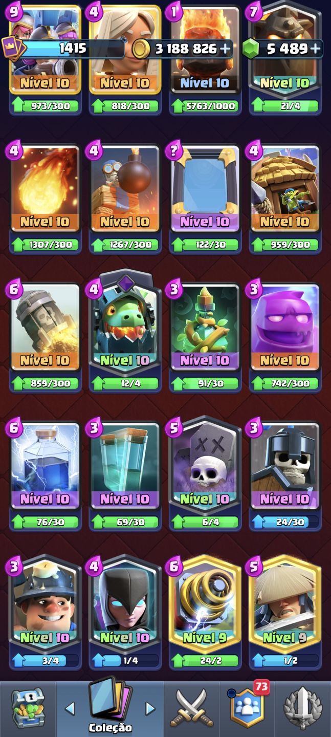 Conta de Clash Royale 10 anos de jogo 3 cartas full