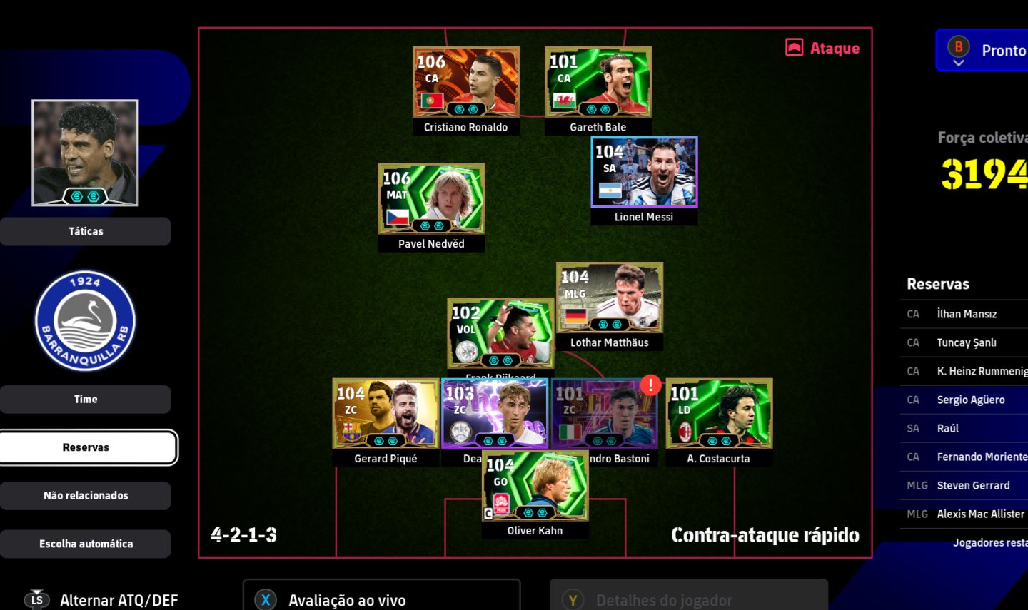 Conta eFootball (Steam) CR7 106, Neymar Santos +80 cards especiais