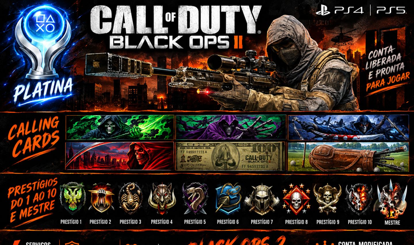 UNLOCK ALL NA SUA CONTA, PLATINA, BAIXAS, VITORIAS, PRESTIGIO. BLACK OPS 2 e 3