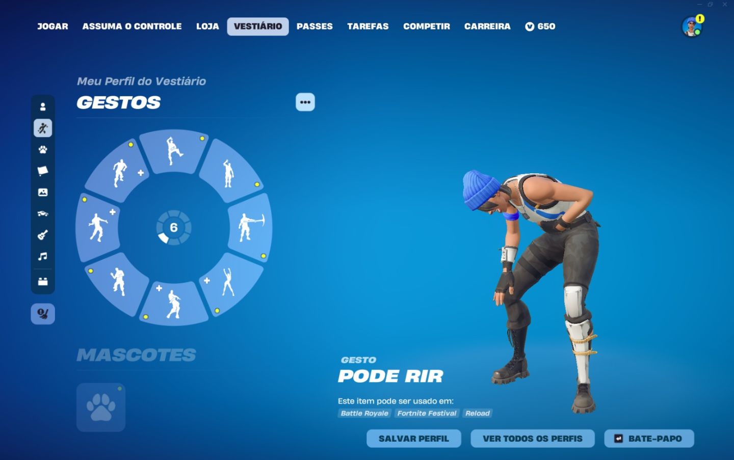 CONTA FN RARA | PASSES 4, 5, 6, 7, 8, 12, 19 + SKINS PSN e DANÇAS ANTIGAS etc...