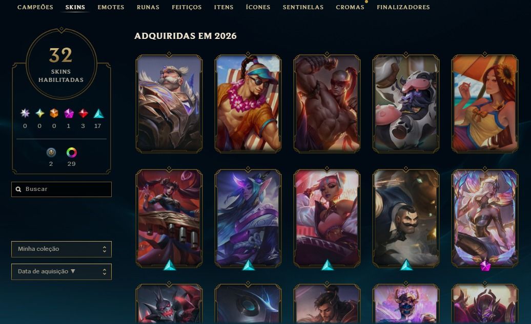 Conta lol usada como smurf com muita skin