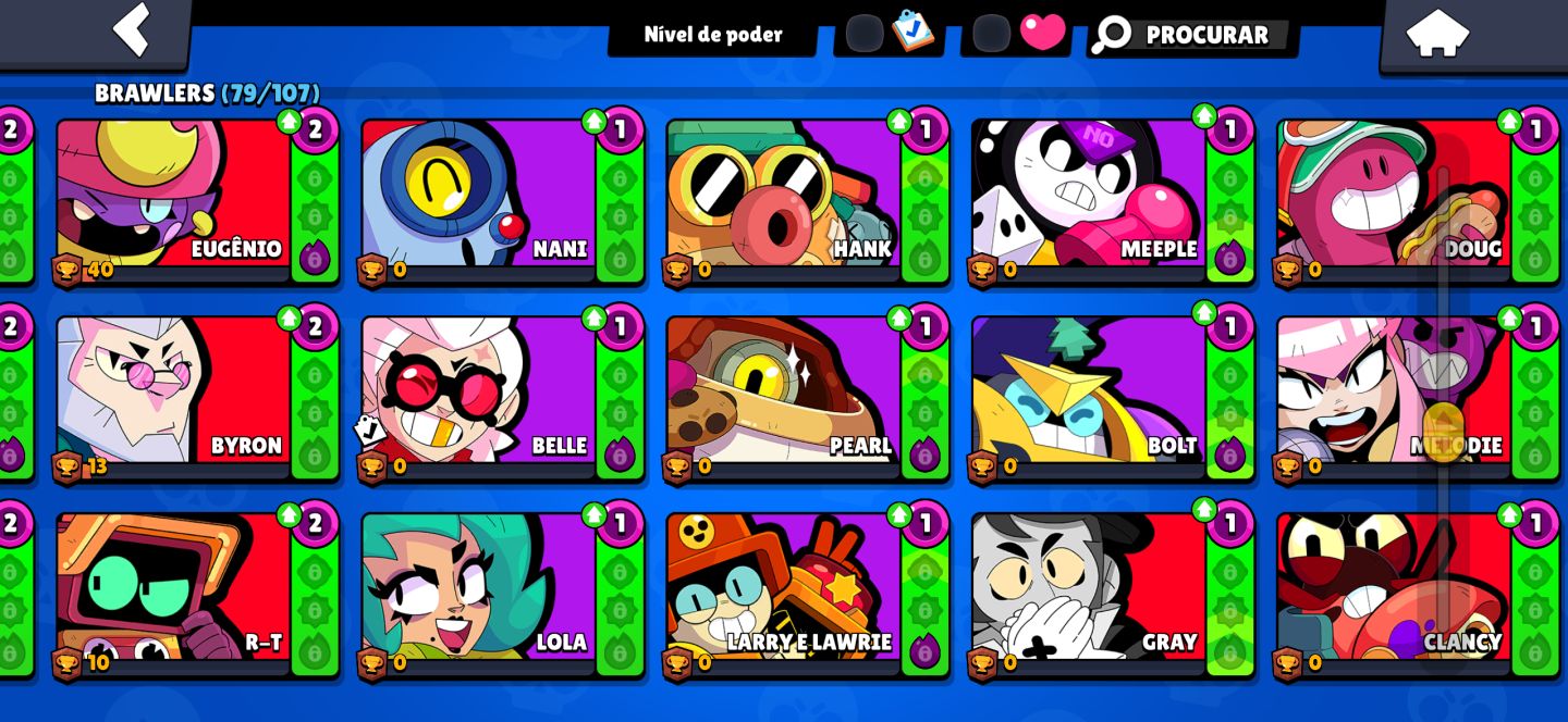 CONTA BRAWSTARS UPADA,VÁRIAS SKINS E PERSONAGENS,ÓTIMA PRA RANK COM OS META FULL