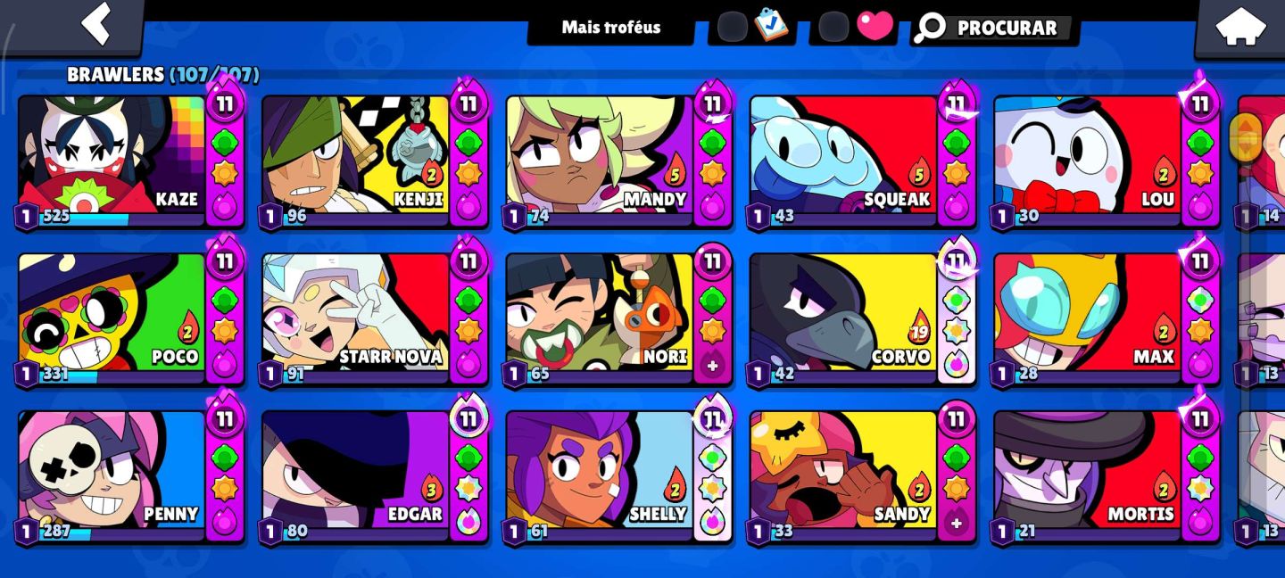 CONTA BRAWL STARS OG 2019 |62K TROFÉUS| 130+ SKINS(MÍSTICAS/LENDÁRIAS)+ 72 HIPER