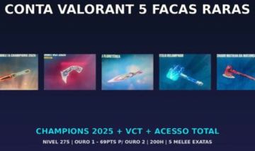 CONTA VALORANT 5 FACAS CHAMPIONS BUTTERFLY VCT + MARTELO + MACHADO