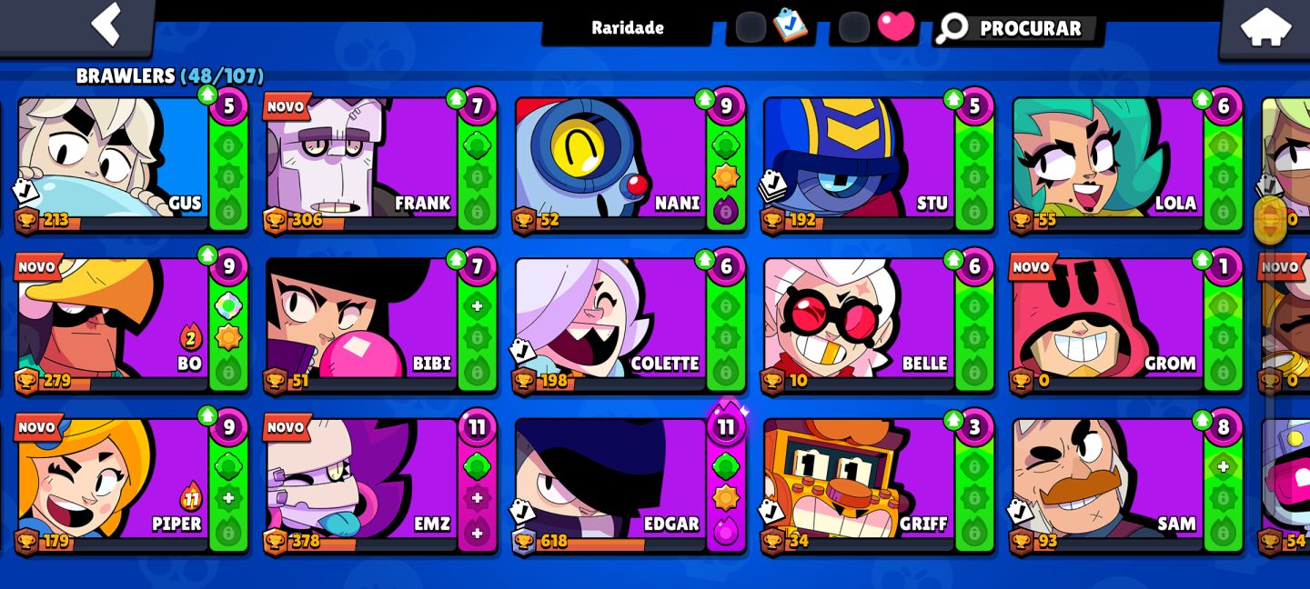 (BARATO PRA SAIR LOGO) CONTA BRAWL STARS 9500K TROFÉUS 4 LENDÁRIOS 2 FULLS