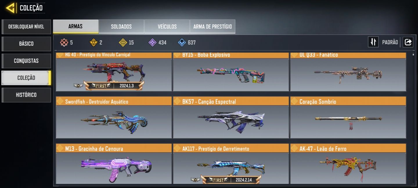 Conta Cod mobile 15 lendária 5 miticas 2 prestígio