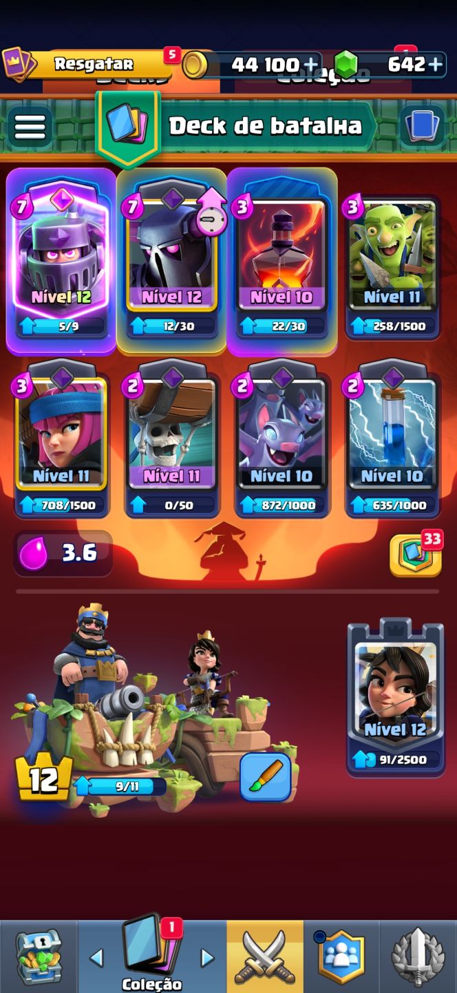 Conta Clash Royale arena 11 e Clash of clans CV 10