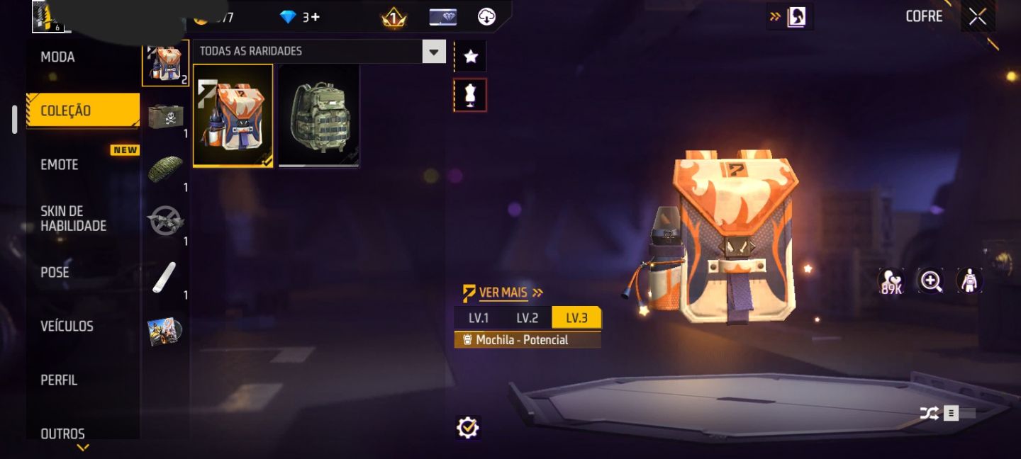 CONTA FF NIVEL 6 + 1 SKIN VIBE METAMORFOSE + 1 GELO ASAS DO REY + EMOTE RARO