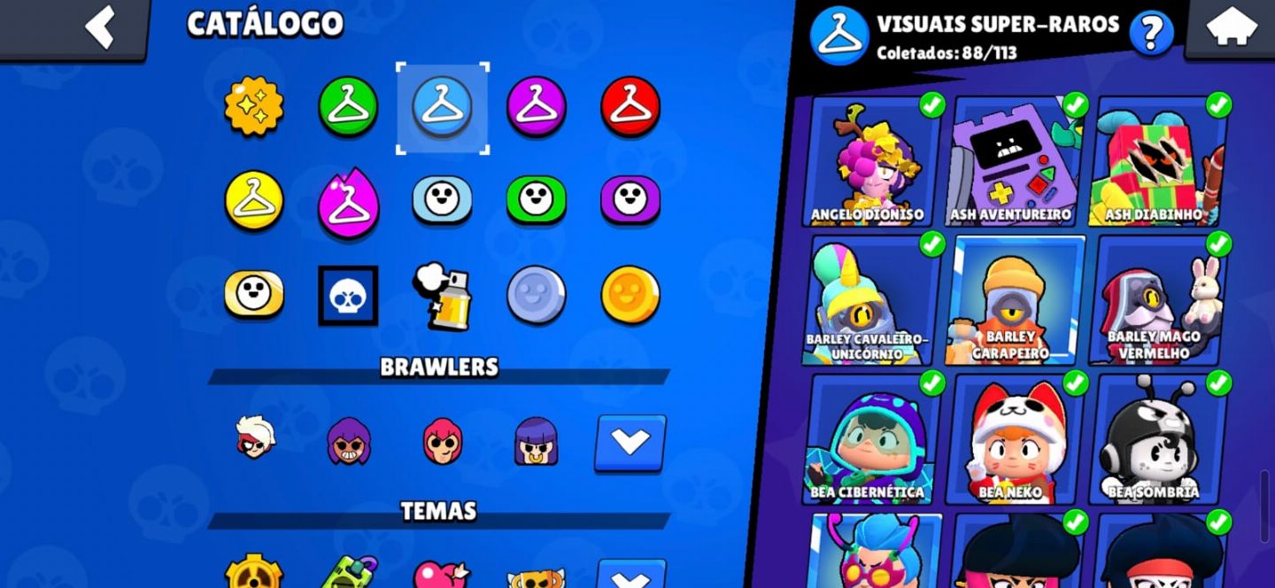 CONTA BRAWL COM 100 MIL TROFEUS, +200 SKINS, +50 BRAWLERS NÍVEL 11