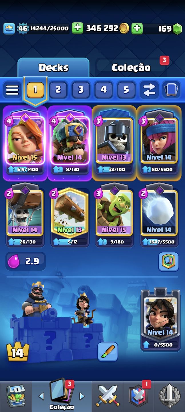 Conta clash royale 10k de troféus, diversas cartas upadas, level 46, 4 anos