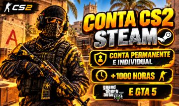 CONTA CS2 PRIME 1000H+ | COM GTA 5 INCLUSO | INDIVIDUAL, PERMANENTE, C/EMAIL