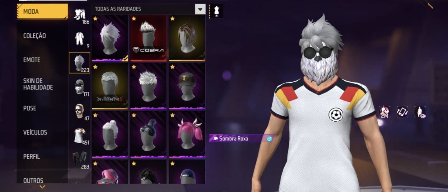 Conta de free fire roupa do mandela, com 2 ump att!! 451 peitoral, 283 calças!!