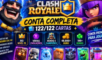 CONTA CLASH ROYALE COMPLETA 122/122 cartas coleção completa