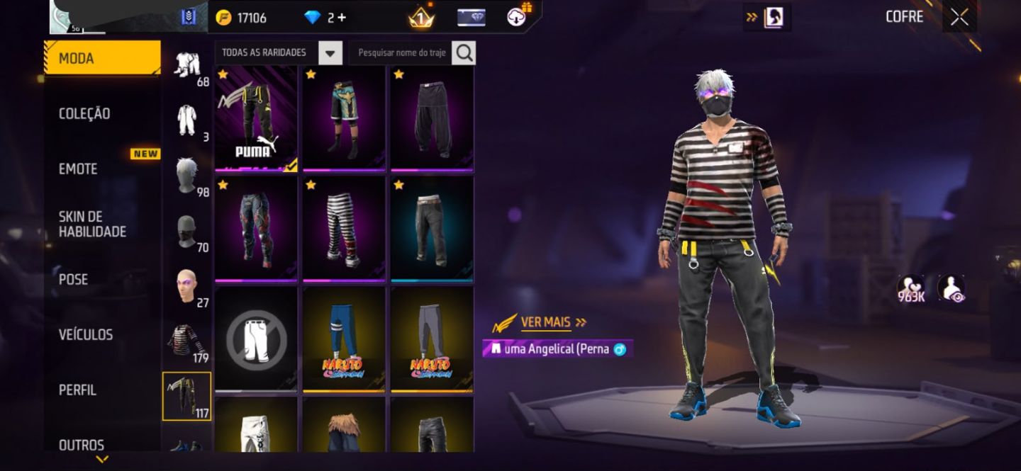 Conta de free fire com angelical puma