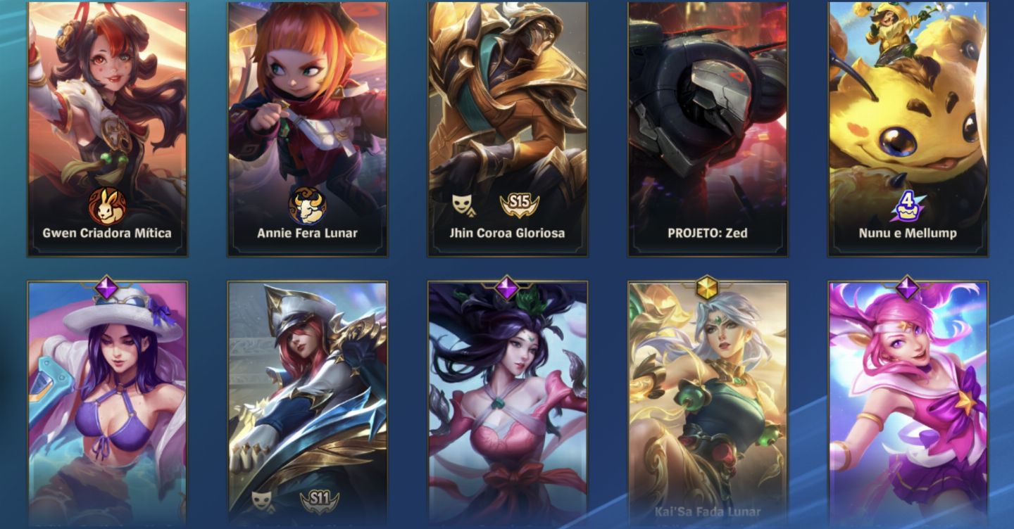 Conta wild rift com skins prestígio e lendárias.