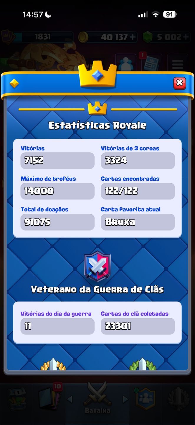 CONTA CLASH ROYALE GEMADA PRO PLAYER