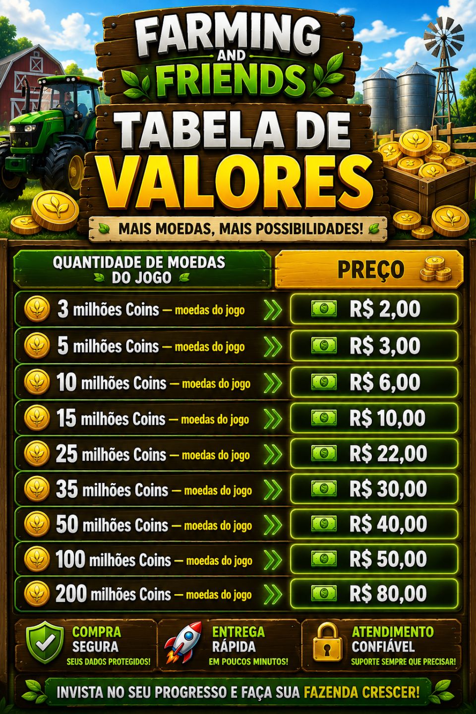 Farming and Friends Moedas com Preço Justo e Entrega Rápida